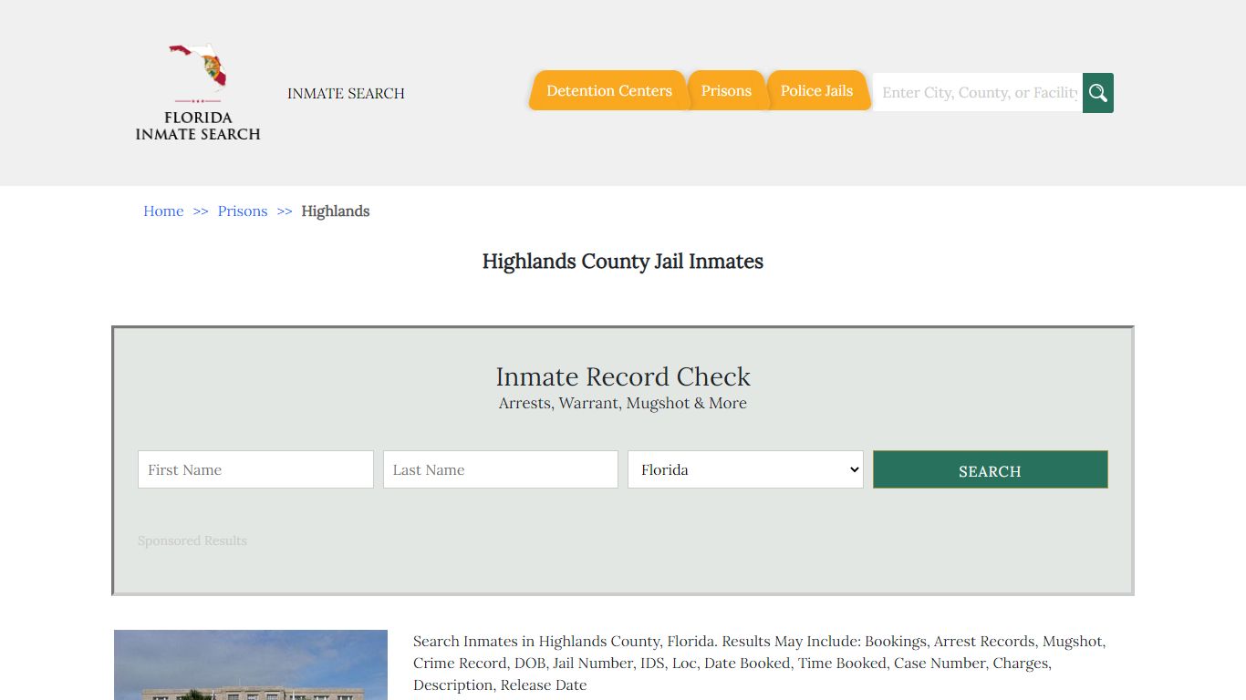 Highlands County Jail Inmates | Florida Inmate Search